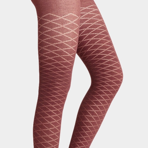 Chocolate expresso touch of cashmere diamond tights made in Italy NWT - Picture 2 of 7